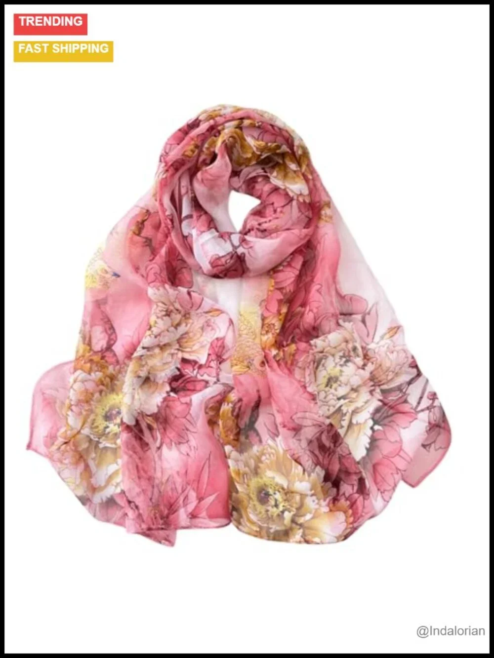 Lightweight Floral Pattern Sheer Scarf Shawl Wrap